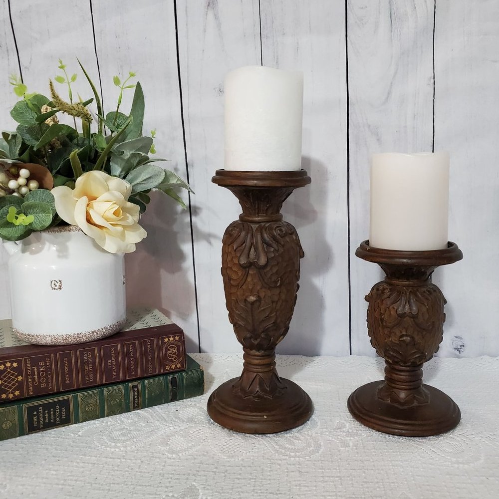 10" & 7" Vintage Home Interiors Candle Holders